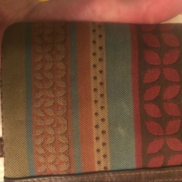 Fossil multicolor striped wristlet bag